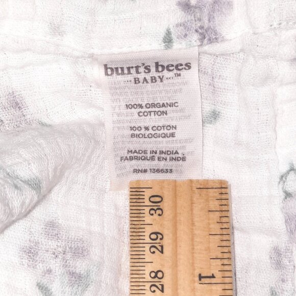 Burt's Bee Purple Flowers Organic Muslin Swaddle Wrap Baby Blanket 44" X 46" - Picture 4 of 4